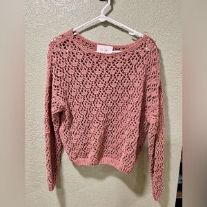 Jessica Simpson Dusty Pink Crochet Sweater
